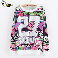 Miss Apple 27 Printed harajuku sweatshirt hoodies 2015 autumn women hoodies sport tracksuits sport pullovers sweatshirt