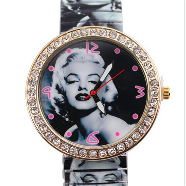 Luxury Women Wristwatch 2015 New Fashion Marilyn Monroe Rhinestone Quartz Watch Women Casual Watch Relogio Feminino