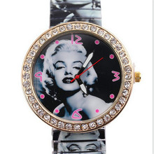 Luxury Women Wristwatch 2015 New Fashion Marilyn Monroe Rhinestone Quartz Watch Women Casual Watch Relogio Feminino Clocks Hot