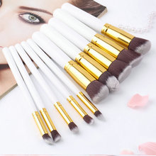 Top Quality 10Pcs Professional Makeup Brush Sets Brushes Black Soft Synthetic Hair Make up Tools Kit
