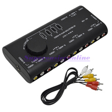 4 Port INPUT 1 OUTPUT Audio Video AV RCA Switch 4 Way Signal Selector Splitter Black Box with RCA Cable For TV DVD VCD