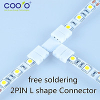 5 PCS/lot ,free soldering 10mm 2pin T shape PCB Board Connector for single color LED Strip T Shape LED Connector