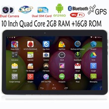 10 Inch Original 3G Phone Call Android Quad Core Tablet pc Android 4.4 2GB RAM 16GB ROM WiFi GPS FM Bluetooth 2G+16G Tablets Pc