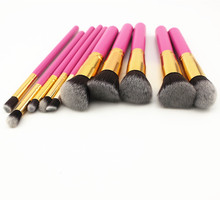 1set 10pcs makeup brushes kabuki set bag Foundation Golden Black Blue Pink White Brush Eyeshadow Makeup