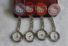 Free Shipping retail hot sales high quality cartoon hello kitty women girls nurse alloy Stainless steel pocket watch