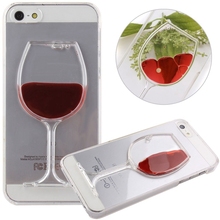Transparent Case for Apple iPhone 5 5S Luxury 3D Red Wine Glass Liquid Hard PC Clear Snap-On Back Case Cover Capas Para
