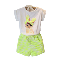 Girls clothing set baby girl s clothes sets cartoon cat children kids T shirt shorts the