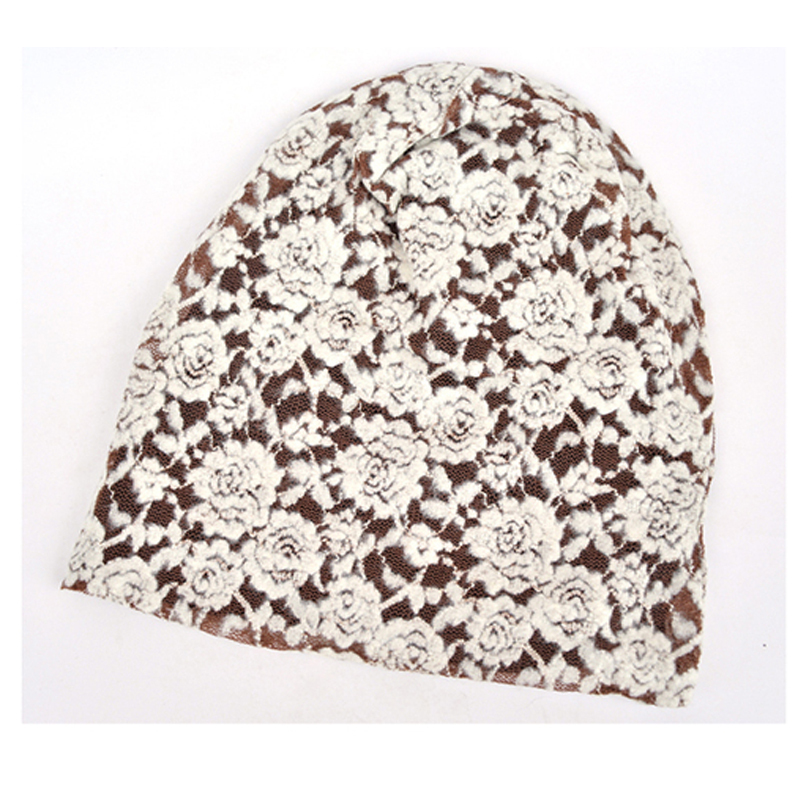 Free shipping 2014 Fashion Autumn winter hats for women Beanies The lace flower Turban Cap Skullies