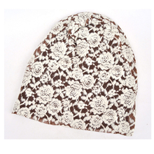 Free shipping 2014 Fashion Autumn winter hats for women Beanies The lace flower Turban Cap Skullies