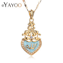 AYAYOO Fine Jewelry For Women Men Allah Necklace18K Real Gold Plated Pendant Classic Choker Islamic Accessories Holiday Bridal