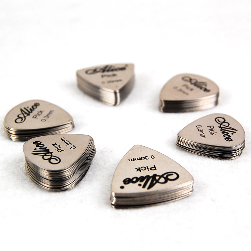 100pcs Stainless Steel Bass Guitar Picks 0.3mm Acoustic Electric