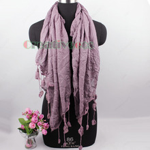 Vintage Elegent Stylish Unique Crochet Lace Tassel Plaid Long Scarf Wrap Stole Shawl New
