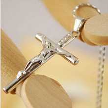 Hot 2015 Trendy Vintage Sale Men And Women Classic Silver Jesus Cross Pendants Necklaces Accessories Boyfriend Girlfriend Gift