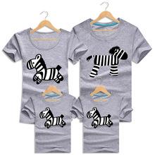 Family Clothing Cute Horse Short-sleeve Cotton Family Look T Shirts Family Clothes Mother Father Kids Set Cartoon Outfits