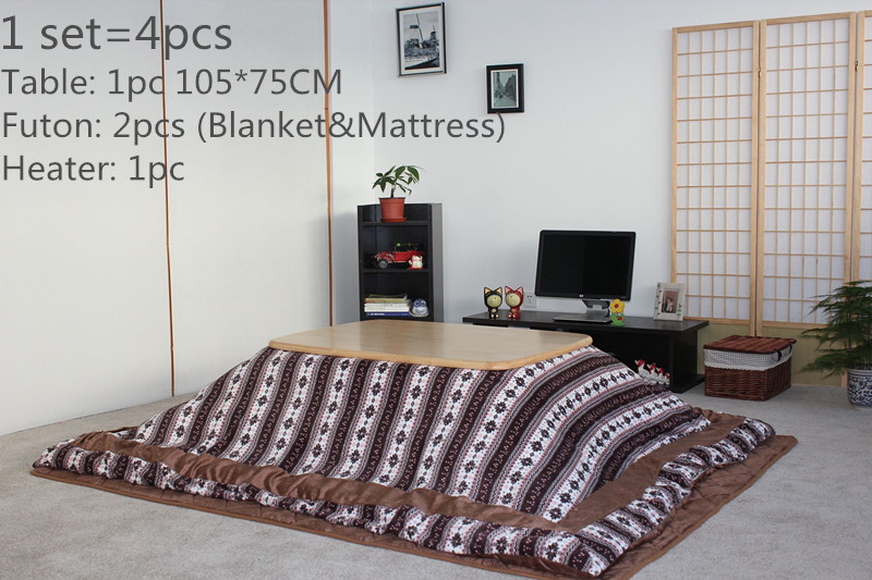 4pcssetjapanese kotatsu set table futon heater luxury living room furniture kotatsu set warmer wooden table 105cm natural - Futon Living Room Set 4pcssetjapanese kotatsu set table futon heater luxury living room furniture kotatsu set warmer wooden table 105cm natural - Futon Living Room Set