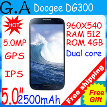 Original Doogee DG300 mtk6572 dual core cell phones android 4.2 smartphone 5.0inch IPS screen 512MB RAM 4GB ROM 5mp camera gps