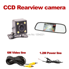wire Car Rear View Parking Camera Waterproof IP68 Reverse Backup +4.3 imch mirror monitor