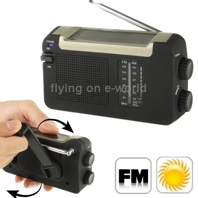 Free Shipping Solar Hand Crank FM AM Radio with Antenna Hot Sale