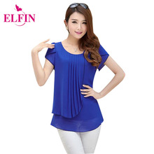 Women Blouses 2016 Summer Women Shirt Short Casual Loose Blouses O-Neck Blusas Femininas LR0089R