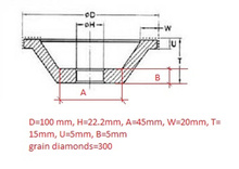 En forma personalizada electrochapado diamante muela muela de diamante 100 * 22.2 * 45 * 20 * 15 * 5 * 5
