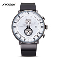 SINOBI Mens Watches Chronograph Top Brand 2017 Luxury Ultra Thin Big Black Clock Waterproof Rubber Sports