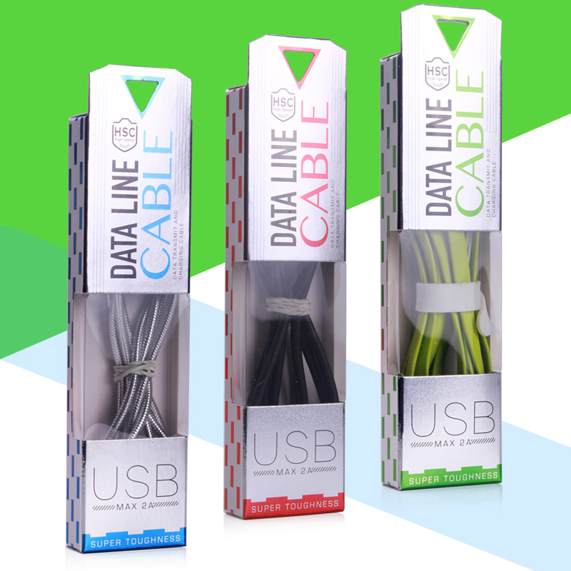 Universal Mobile Phone Micro USB Cable Paper Package PVC Transparent