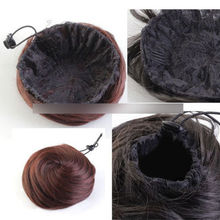 One PC Free Shipping Black Light Brown Dark Brown Clip In Hair Bun Hairpiece Hair Extension