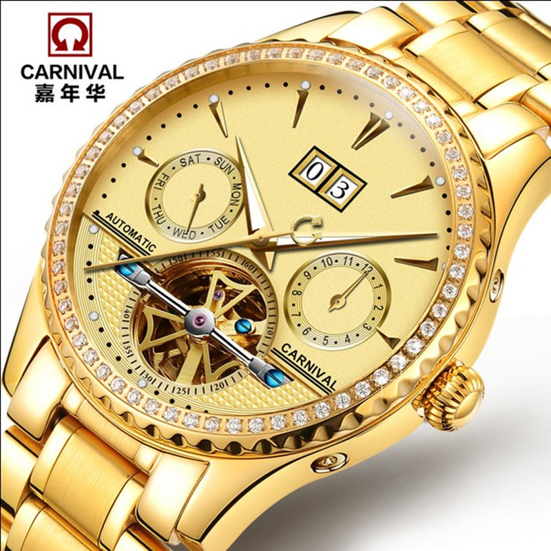 2016Carnival automatic mechanical watch diamond full steel sapphire waterproof luminous male luxury famous brand watches relogio 2016Carnival automatic mechanical watch diamond full steel sapphire waterproof luminous male luxury famous brand watches relogio