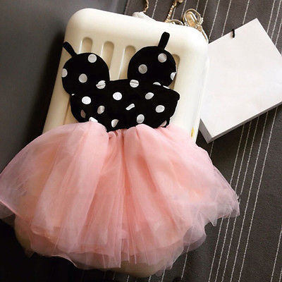 Baby Girls Cute Dots Summer Clothing Dresses Cute Minnie Mouse Dress Kids Toddler Ball Gown Tutu Dress Pink 1 2 3 4 5 6 Years