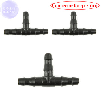 30pcs 4/7mm Barbed Tee 3-way Irrigation Connector Drip Irrigation Line 1A 022