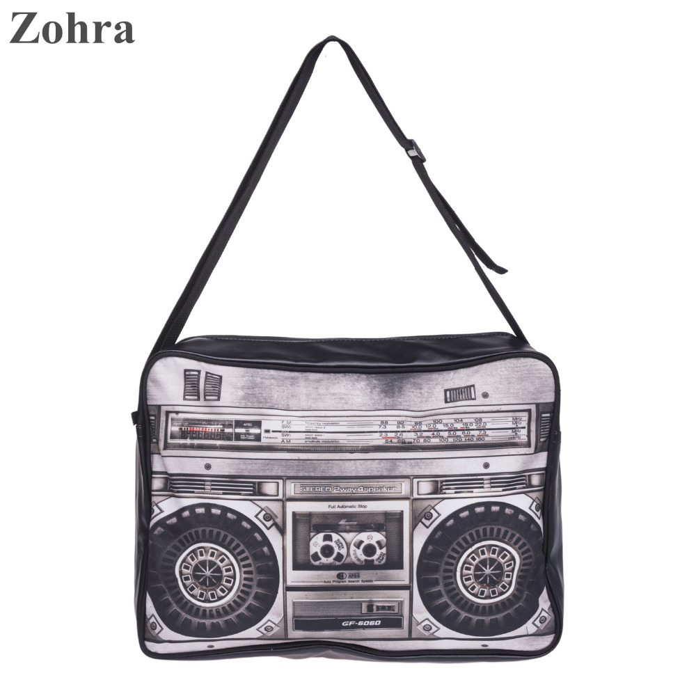 Zohra Boom Box 3D printing travel women messenger bags bolsos man leather handbags bolsas feminina desigual hand crossbody bag