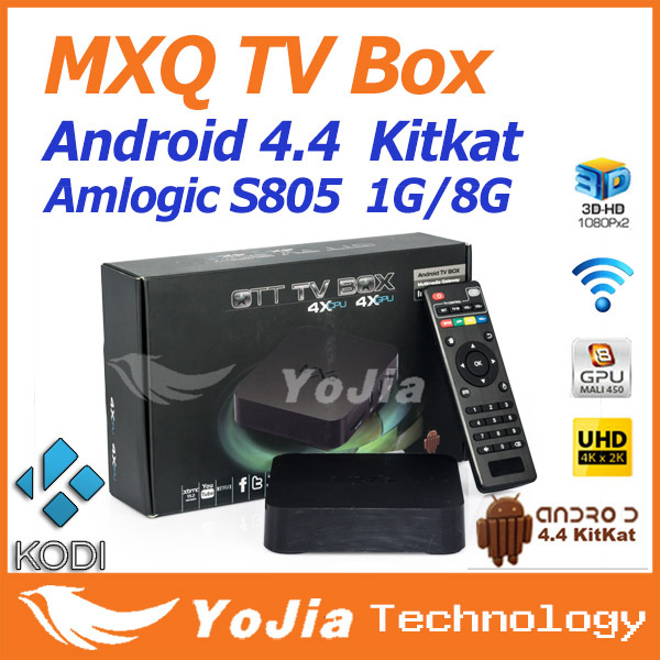 1  amlogic s805  kodi mxq   android 4.4 os wi-fi lan miracast  hdmi 1 g / 8 g rom