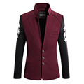 New Arrival Leisure Blazer Men 2015 Fashion Slim Fit Patchwork Business Men Suit Red Black Blazer