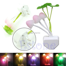 G104 Colorful Romantic LED Mushroom Night Light DreamBed Lamp Home Illumination EU plug free shipping