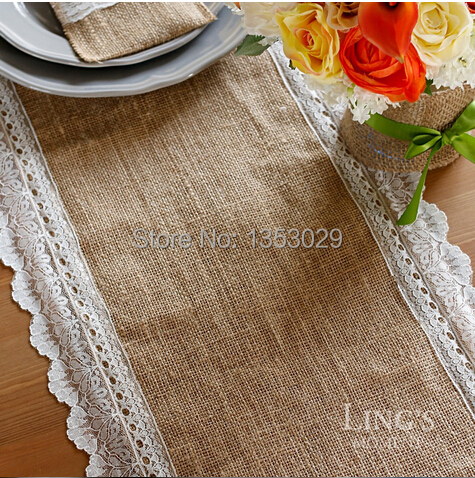 Lace table burlap Party runner  Hessian Runner Burlap Table Lace Table Jute Wedding Natural size