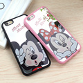 3D Cute Cartoon Mickey Minnie Mouse Painting Silicone Frame Mirror Back Cover Case For Iphone 6