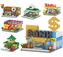2016 NEW GEM Mcdonald’s bank train station structure 3D models Diamonds building Blocks Nano toy bricks plastic minifigures toys
