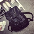 2016 Trendy New Fashion Black Backpack Oxford PU Splicing Packsack Casual Daypack Women Tassel Flap Drawstring