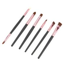 Graceful 6PCS Cosmetic Makeup Brush Lip Makeup Brush Eyeshadow Brush Wooden Handle Animal Hair And Fiber JUN7