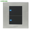 GJSBDG Luxury Wall Switch 2 Gang 2 Way Panel Light Switch Touch Switch LED Indicator 250V