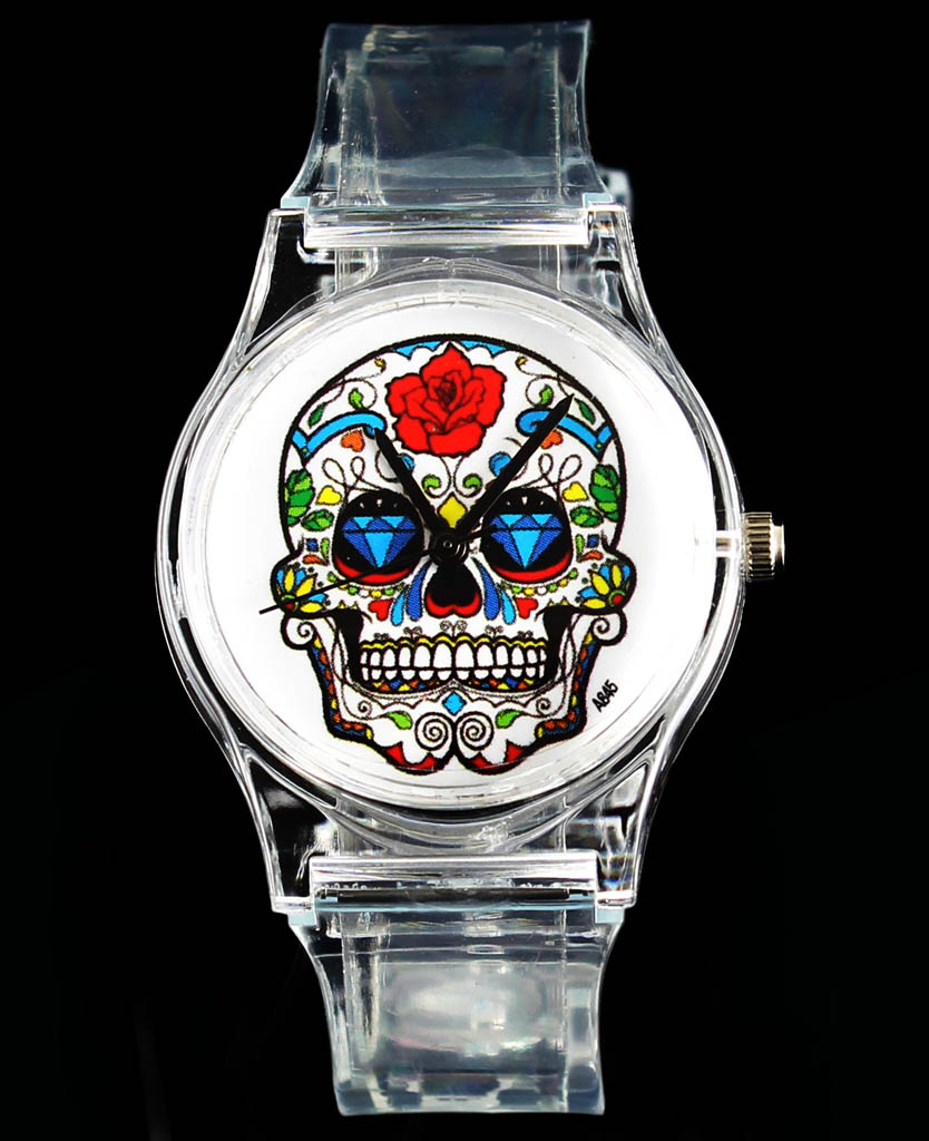 Rose Flower Skull Evil Devil Sport Watch Men Women...