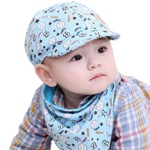 New Cartoon Baby Hat Set Cotton Toddler Infant Saliva Towel Child Caps Scarf Baby Baseball Caps for Boys Girls Bandana Bibs