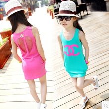 New 2015 summer vestidos baby kids clothes girls clothes 100%cotton girl clothing hollow pocket bag hip baby casual girl dress