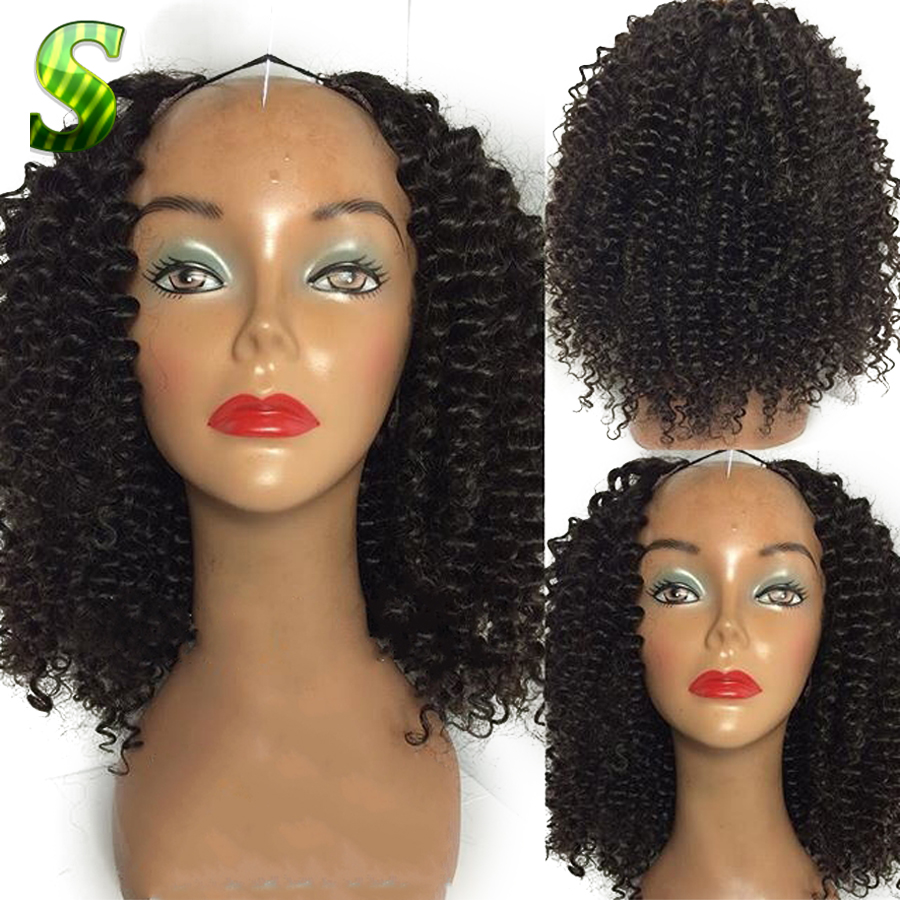 7A Brazilian Human Hair Kinky Curly U Part Wig For Black Women Unprocessed Virgin Hair U Part Wigs Afro Kinky Curly U Part Wigs