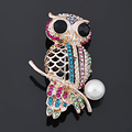 Factory Direct Sale Colorful Crystal Diamante Chicken Hens Animal Brooch Pins for Women in Gold Plated