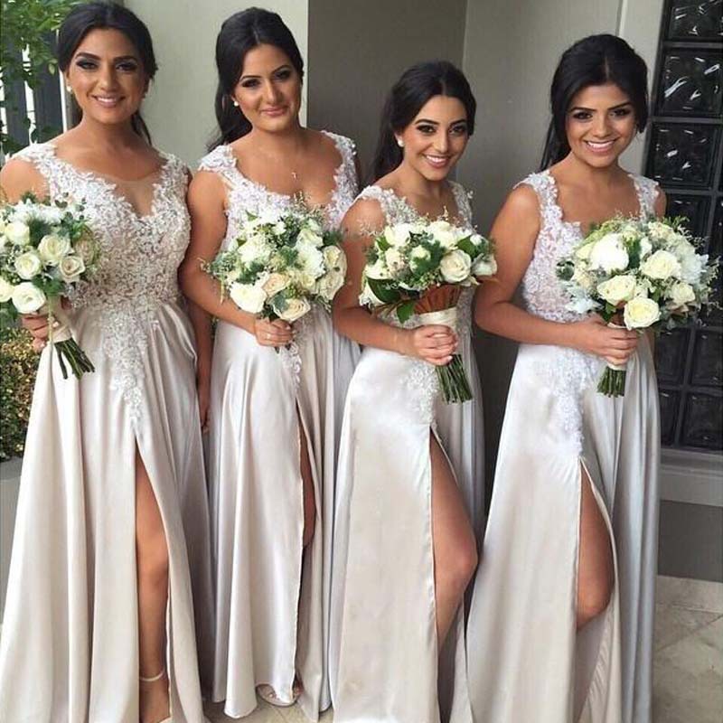 Bridal party dresses silver