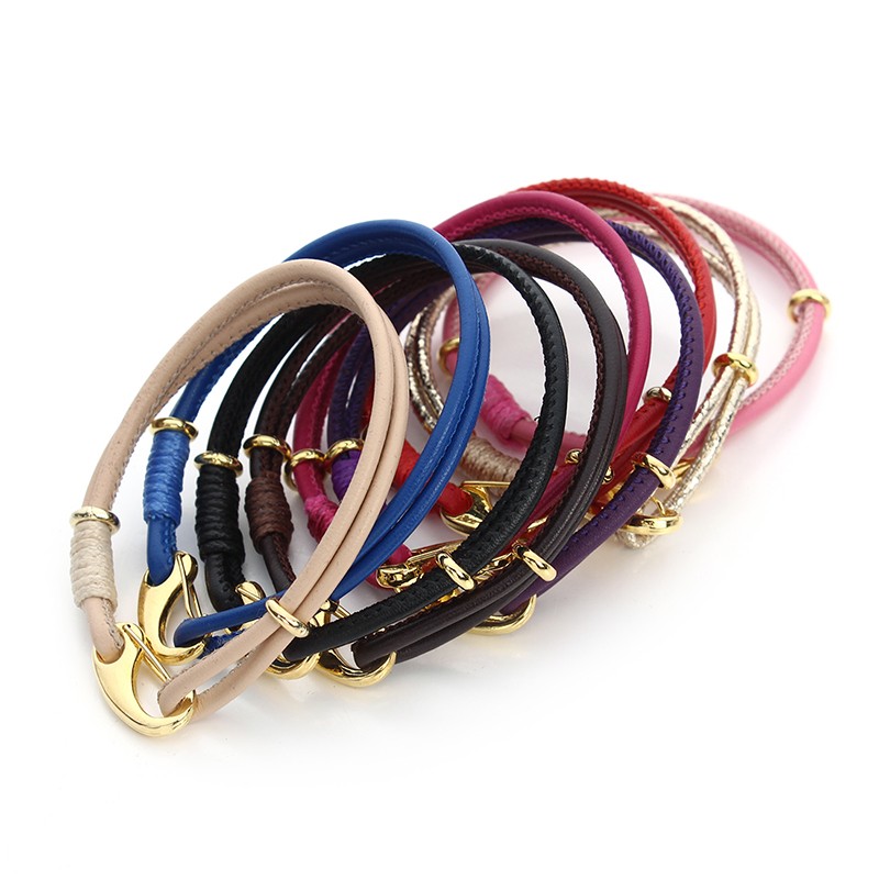 New Handmade Multi-color Sheepskin Leather Bracelet Women & Men Fashion Double Layer Gold Plated Charm Bracelets Bangles 2016