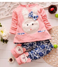 2015 new baby girls clothing set kids Cartoon long sleeve clothes suits children Girls T shirt