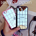 Letters mirror phone shell for Apple iphone6s case lanyard Phone Case for iPhone6 6splus lattice mirror