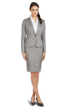 2016 New Style customs made 100% wool grey OL one button notch lapel women skirt suit